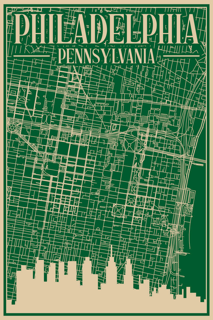 Blueprint Map of Downtown Philadelphia by Anonymous
