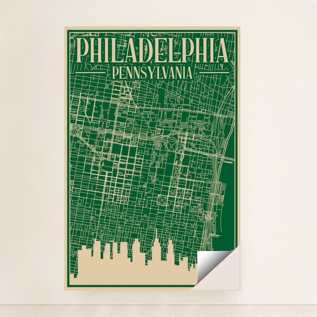Blueprint Map of Downtown Philadelphia by Anonymous - Peeliez