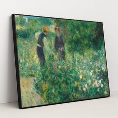 Picking Flowers 1875 by Auguste Renoir - Black Frame Stretchiez