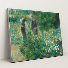 Picking Flowers 1875 by Auguste Renoir - Silver Frame Stretchiez