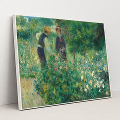Picking Flowers 1875 by Auguste Renoir - White Frame Stretchiez