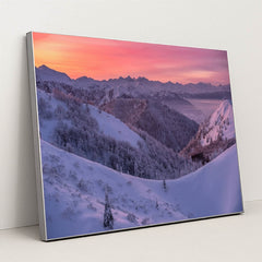 Pink Air Over Quiet Hills by Ales Krivec - Silver Frame Stretchiez