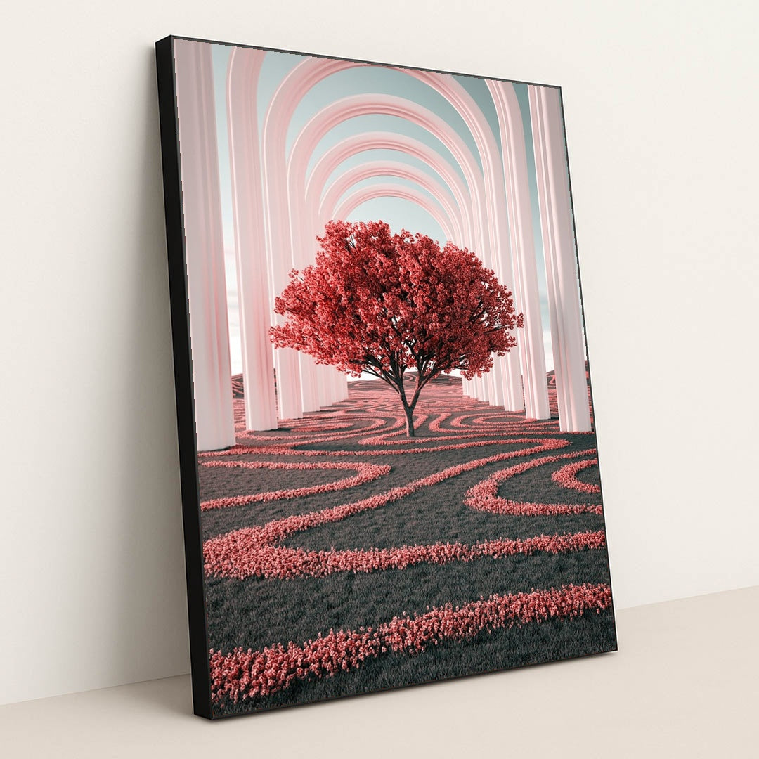 Pink Blossom Tree Under Arches by A Chosen Soul - Black Frame Stretchiez