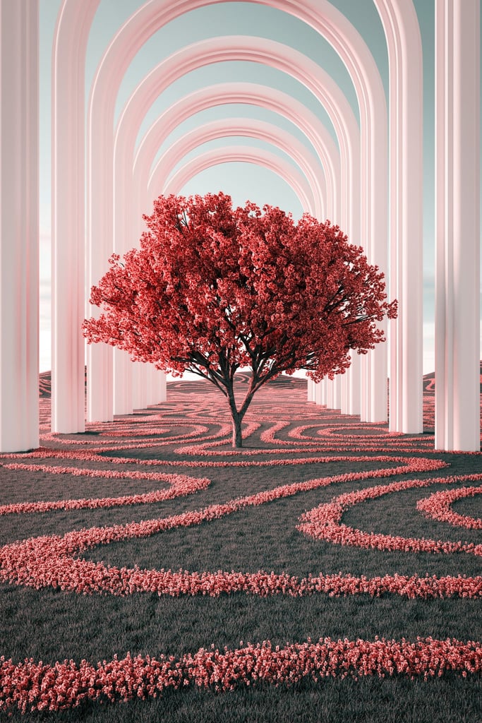 Pink Blossom Tree Under Arches by A Chosen Soul