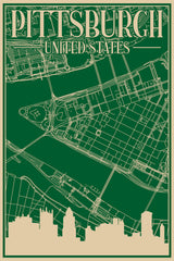 Pittsburgh Urban Blueprint City Map by Anonymous