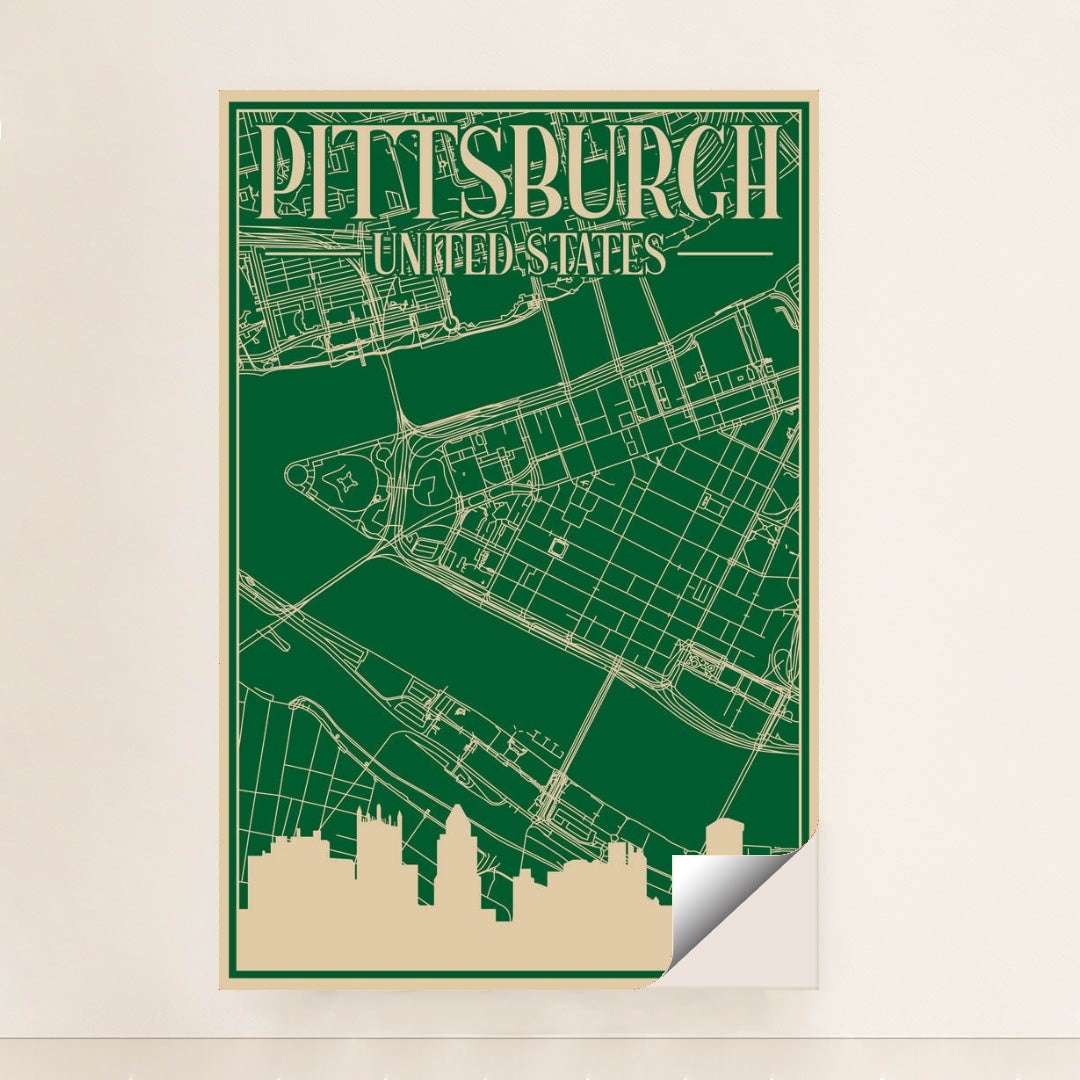 Pittsburgh Urban Blueprint City Map by Anonymous - Peeliez