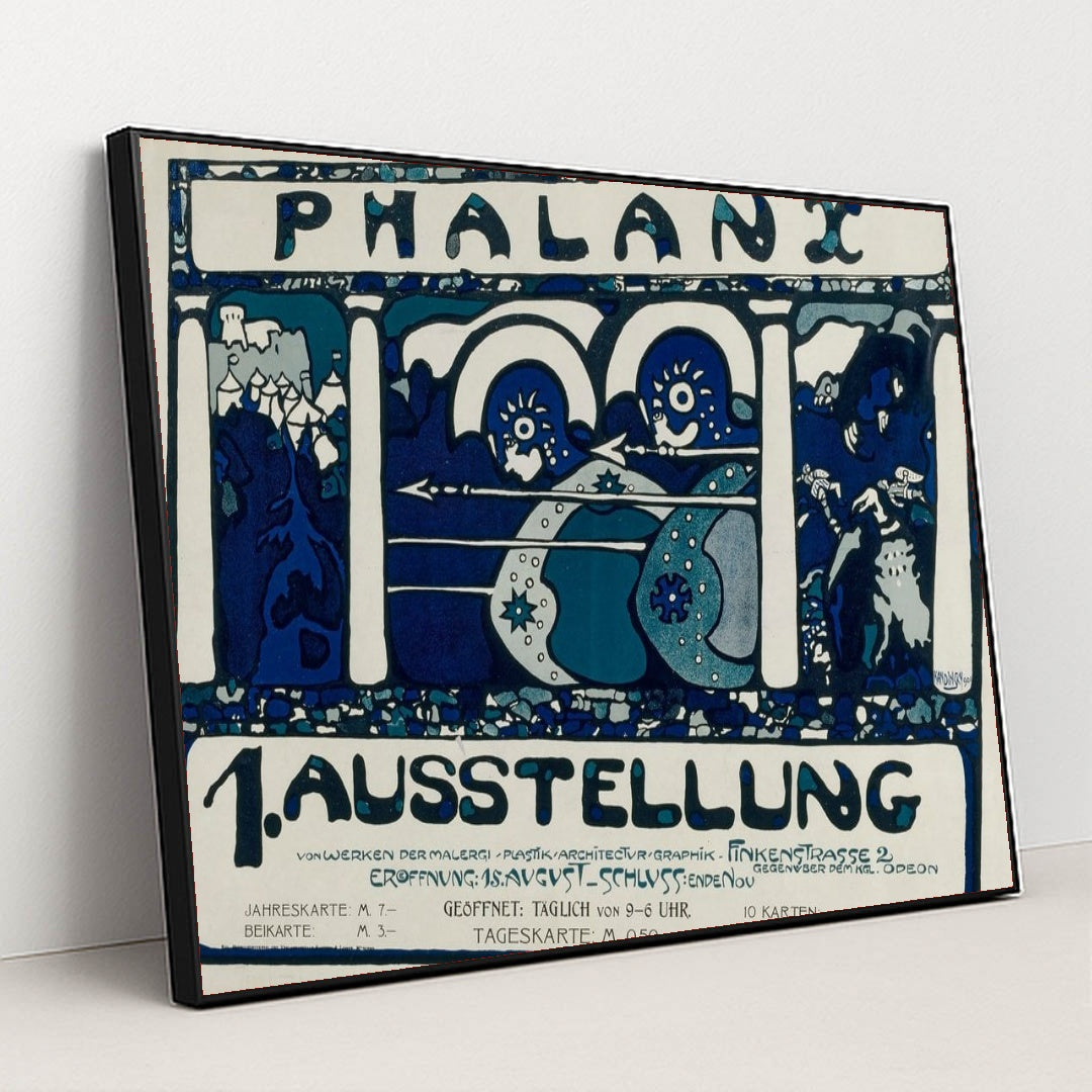 Plakat für die erste Ausstellung der Phalanx (1901) by Wassily Kandinsky - Black Frame Stretchiez