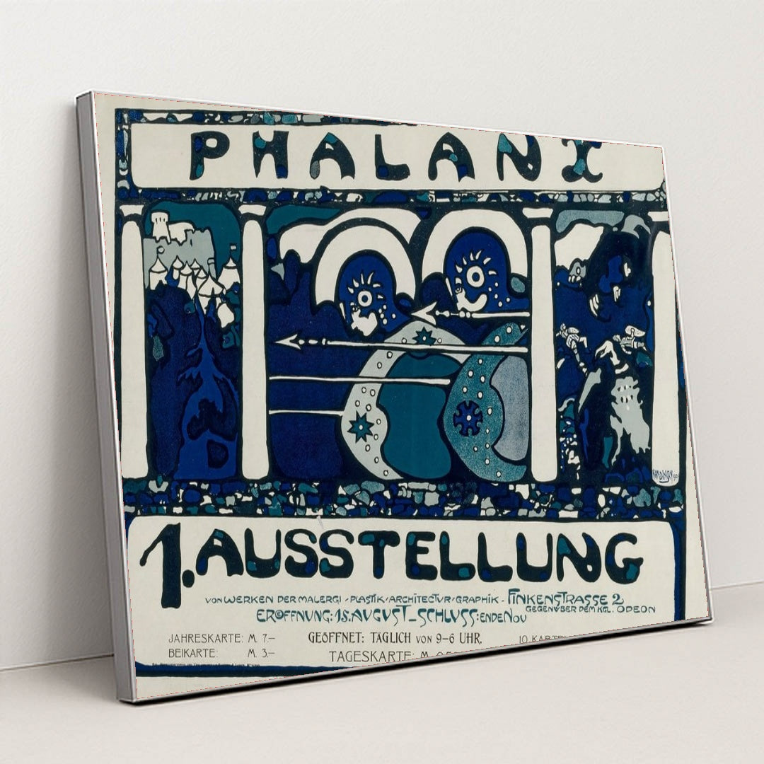 Plakat für die erste Ausstellung der Phalanx (1901) by Wassily Kandinsky - Silver Frame Stretchiez
