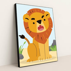Playful Cartoon Lion by Zulfahmi Al Ridhawi - Black Frame Stretchiez