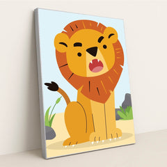Playful Cartoon Lion by Zulfahmi Al Ridhawi - Silver Frame Stretchiez