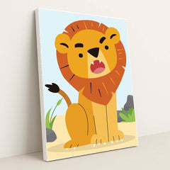 Playful Cartoon Lion by Zulfahmi Al Ridhawi - White Frame Stretchiez