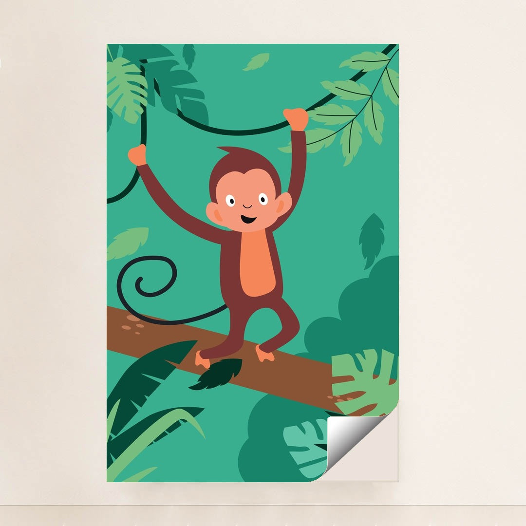 Playful Monkey on a Tree Branch by Andania Humaira - Peeliez