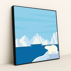 Majestic Polar Bear on Snowy Hill by Silverfork Studio - Black Frame Stretchiez