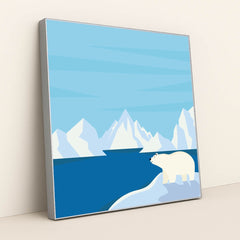 Majestic Polar Bear on Snowy Hill by Silverfork Studio - Silver Frame Stretchiez