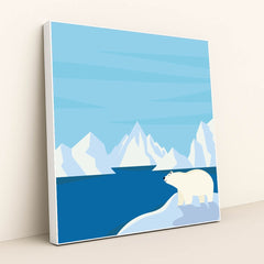 Majestic Polar Bear on Snowy Hill by Silverfork Studio - White Frame Stretchiez