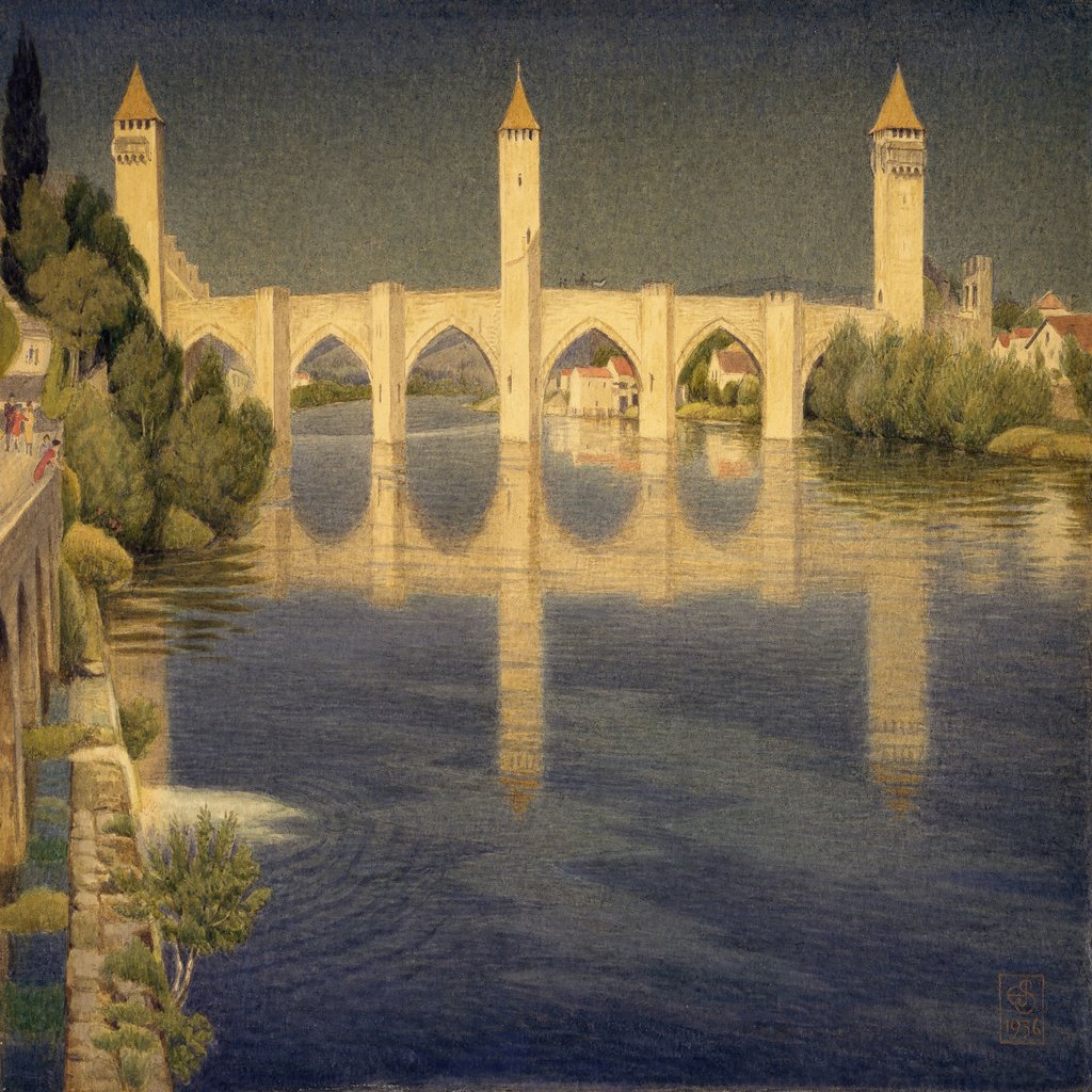 Pont Valentre, Cahors, France (1936) by Joseph Edward Southall