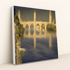 Pont Valentre, Cahors, France (1936) by Joseph Edward Southall - White Frame Stretchiez