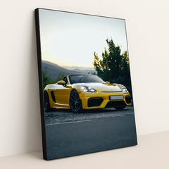 Porsche 718 Spyder Against the Horizon by D Panyukov - Black Frame Stretchiez