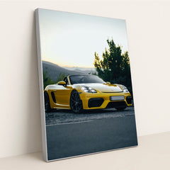 Porsche 718 Spyder Against the Horizon by D Panyukov - Silver Frame Stretchiez