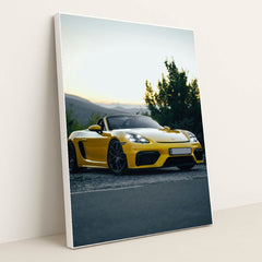 Porsche 718 Spyder Against the Horizon by D Panyukov - White Frame Stretchiez