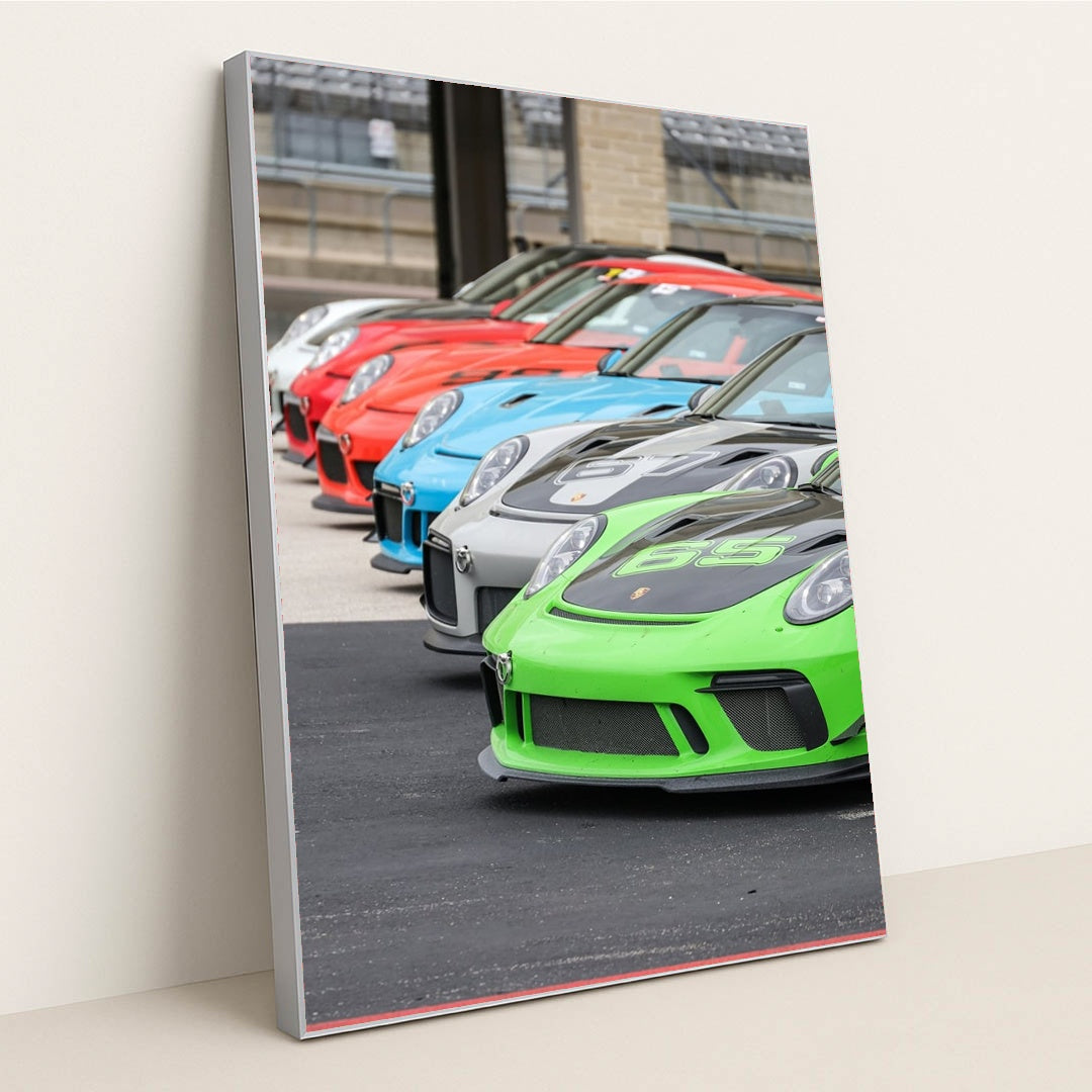 Porsche 911 GT3 Cup Lineup by Wes Tindel - Silver Frame Stretchiez