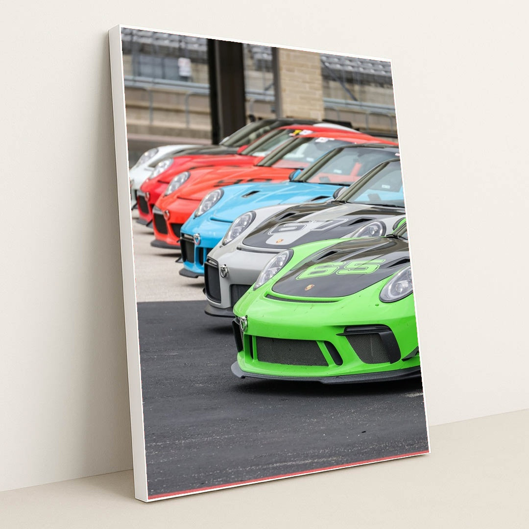 Porsche 911 GT3 Cup Lineup by Wes Tindel - White Frame Stretchiez