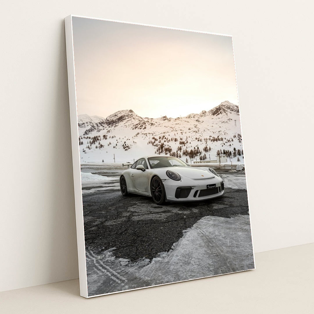 Porsche 911 GT3 in Alpine Stillness by Laurent Perren - White Frame Stretchiez
