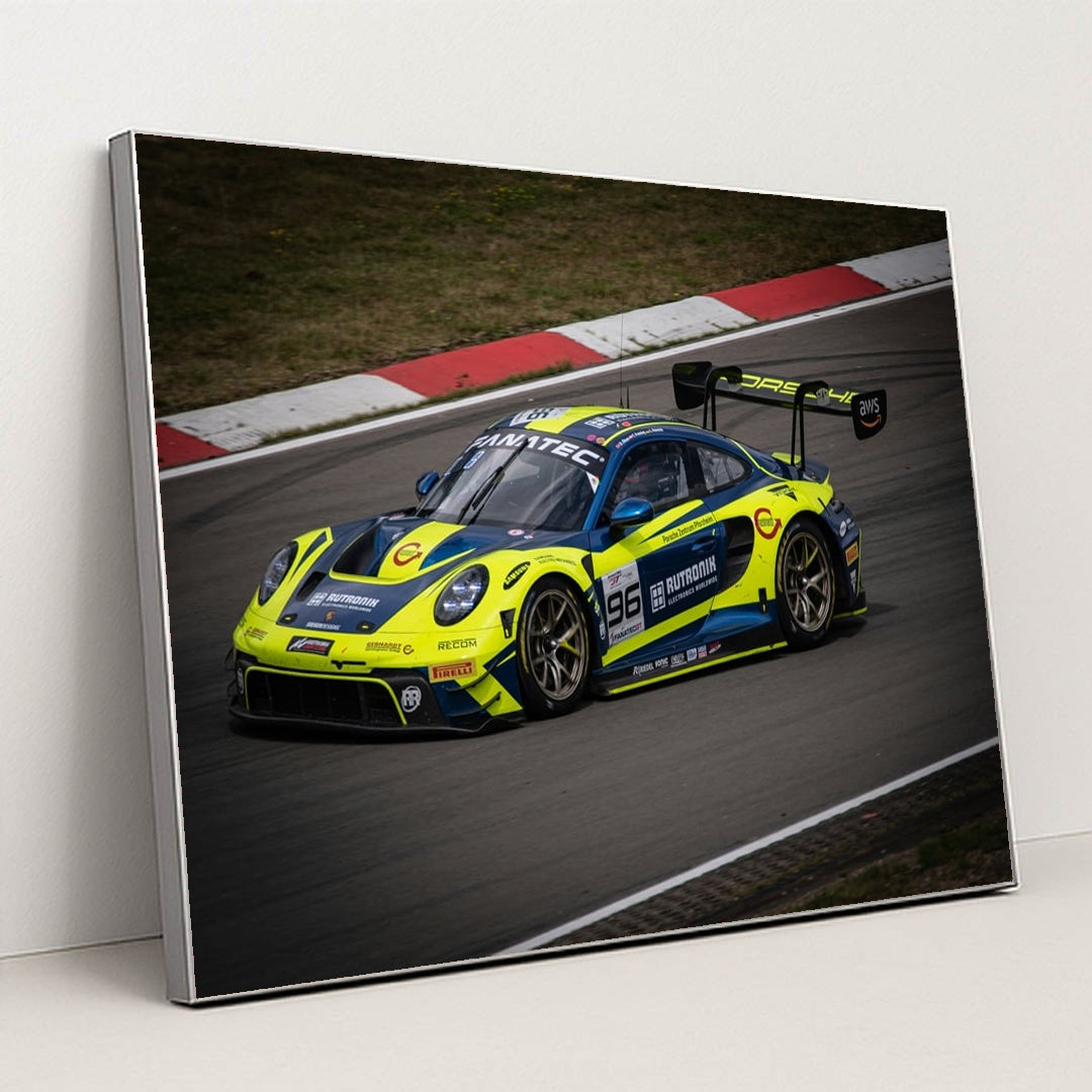 Porsche 911 GT3 R in Racing Livery by Benoit Fraikin - Silver Frame Stretchiez