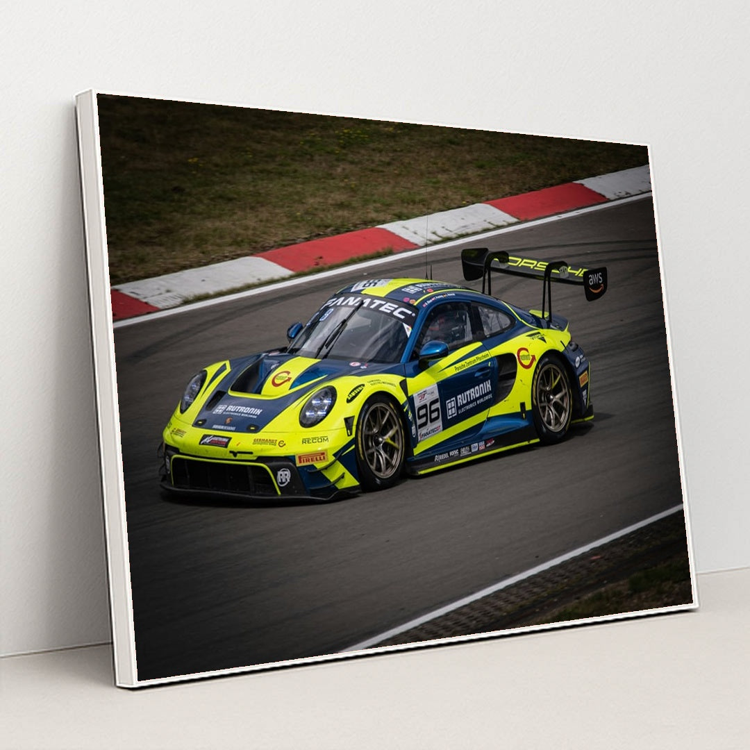 Porsche 911 GT3 R in Racing Livery by Benoit Fraikin - White Frame Stretchiez