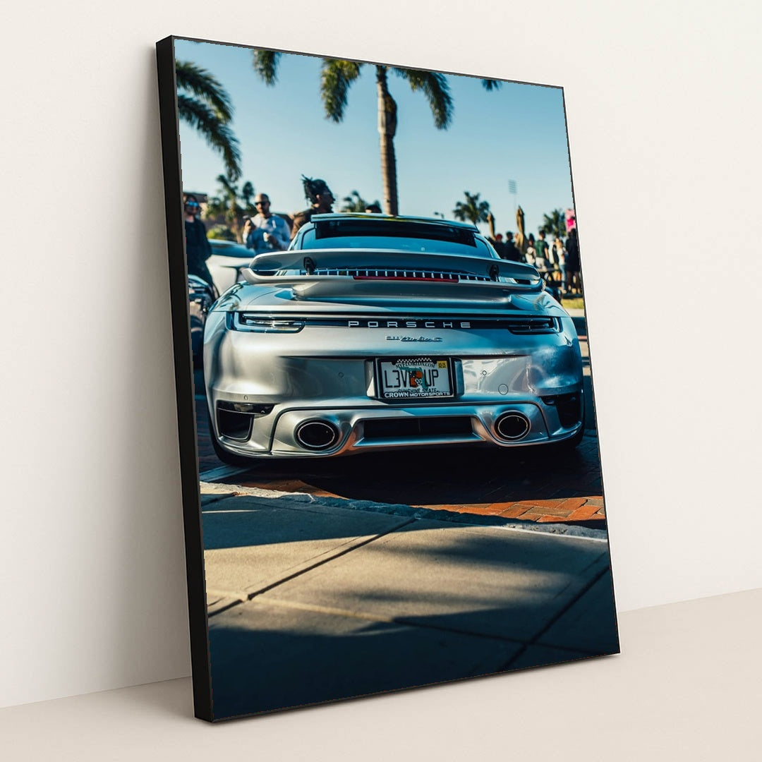 Porsche 911 Turbo S in Coastal Air by Bradikan - Black Frame Stretchiez