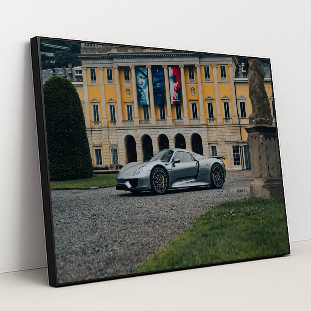 Porsche 918 Spyder at European Estate by Lorenzo Hamers - Black Frame Stretchiez