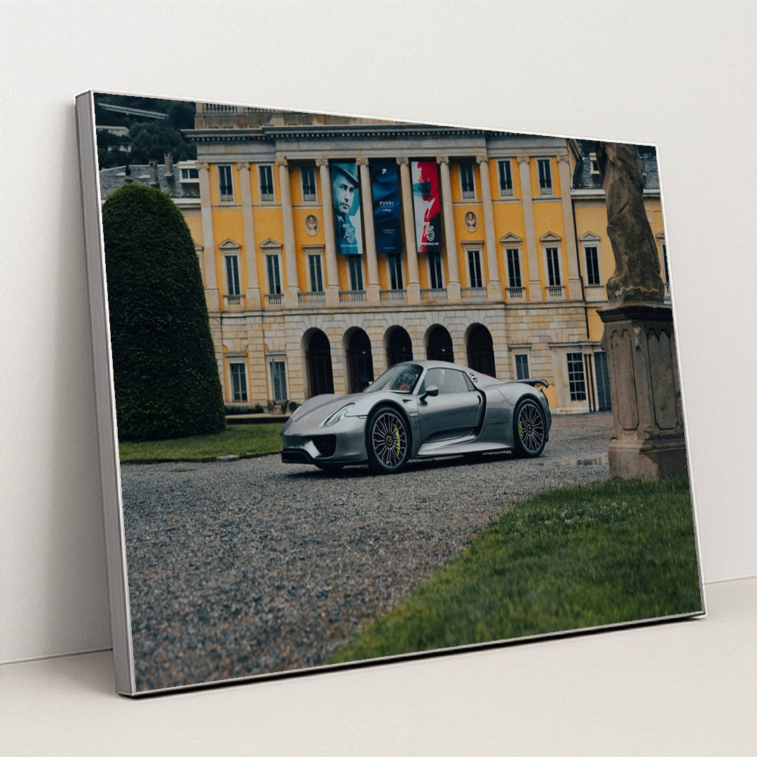Porsche 918 Spyder at European Estate by Lorenzo Hamers - Silver Frame Stretchiez