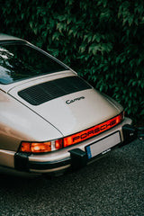 Ivy Meets Carrera: vintage Porsche 911 Carrera against lush ivy, creating elegant car wall art.