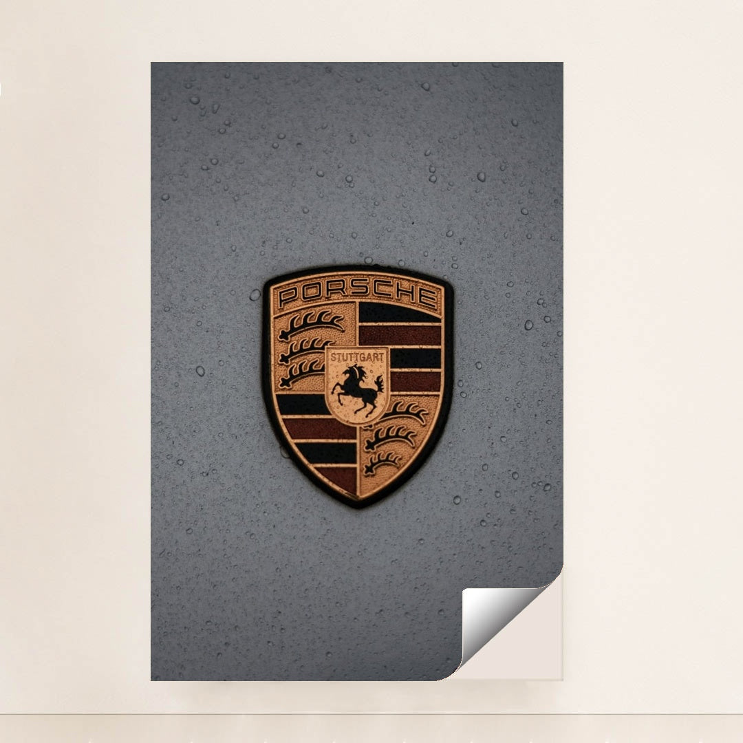 Porsche Crest in the Rain by Joshua Artero - Peeliez