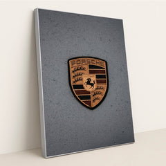 Porsche Crest in the Rain by Joshua Artero - Silver Frame Stretchiez