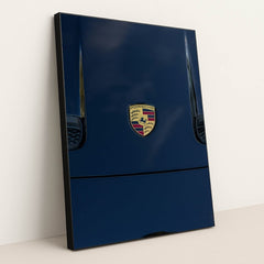Porsche Crest on Midnight Blue by Bradikan - Black Frame Stretchiez