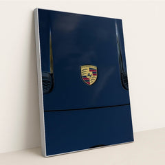 Porsche Crest on Midnight Blue by Bradikan - Silver Frame Stretchiez