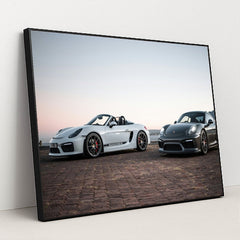 Porsche Duo at Dusk by Stephan Louis - Black Frame Stretchiez