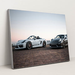 Porsche Duo at Dusk by Stephan Louis - Silver Frame Stretchiez
