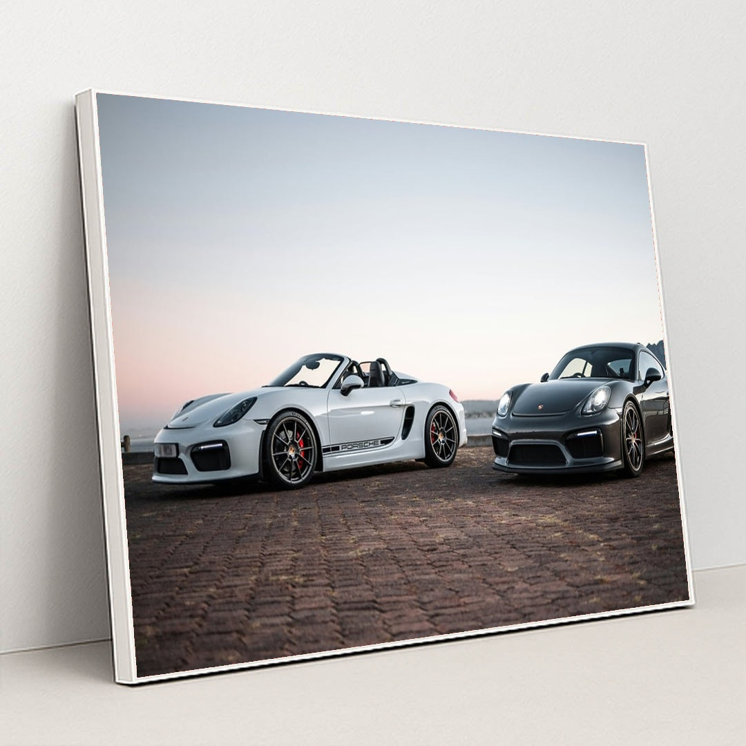 Porsche Duo at Dusk by Stephan Louis - White Frame Stretchiez