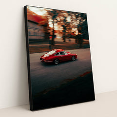 Porsche in Motion Through Autumn Hues by Mike Crawat - Black Frame Stretchiez