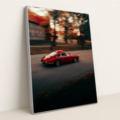Porsche in Motion Through Autumn Hues by Mike Crawat - Silver Frame Stretchiez