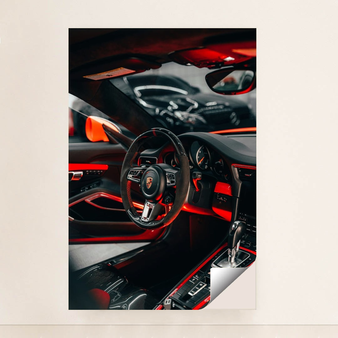 Porsche Interior in Red Glow by Zac Wolff - Peeliez