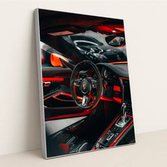 Porsche Interior in Red Glow by Zac Wolff - Silver Frame Stretchiez