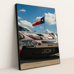 Porsche Race Car Under the Texas Sky by Muyenda Burnett - Black Frame Stretchiez