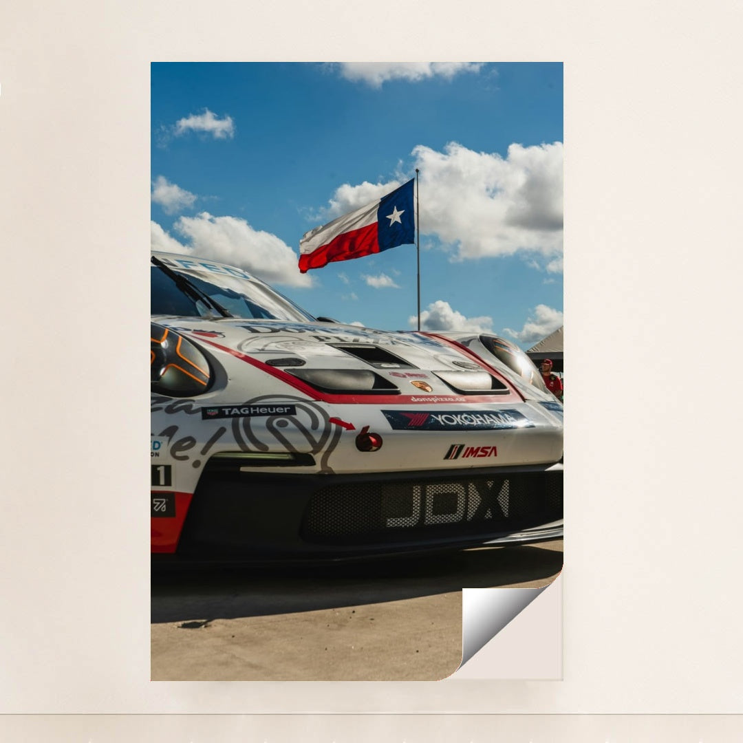 Porsche Race Car Under the Texas Sky by Muyenda Burnett - Peeliez