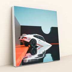Porsche Reflected in Stillness by Kajetan Daroch - White Frame Stretchiez