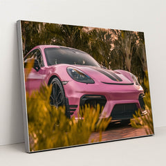 Porsche Spyder Framed by Foliage by Silvio Wiggelinghoff - Silver Frame Stretchiez