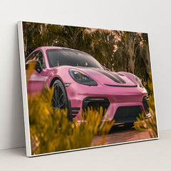 Porsche Spyder Framed by Foliage by Silvio Wiggelinghoff - White Frame Stretchiez