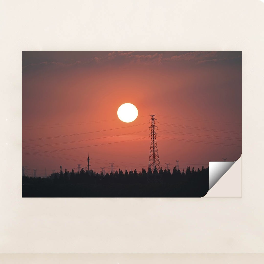 Power Lines at Sunset by Q L - Peeliez